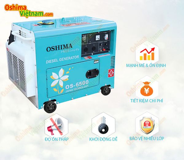 Máy phát điện Oshima OS 6500 (công suất 5kva, đề nổ, chạy dầu)