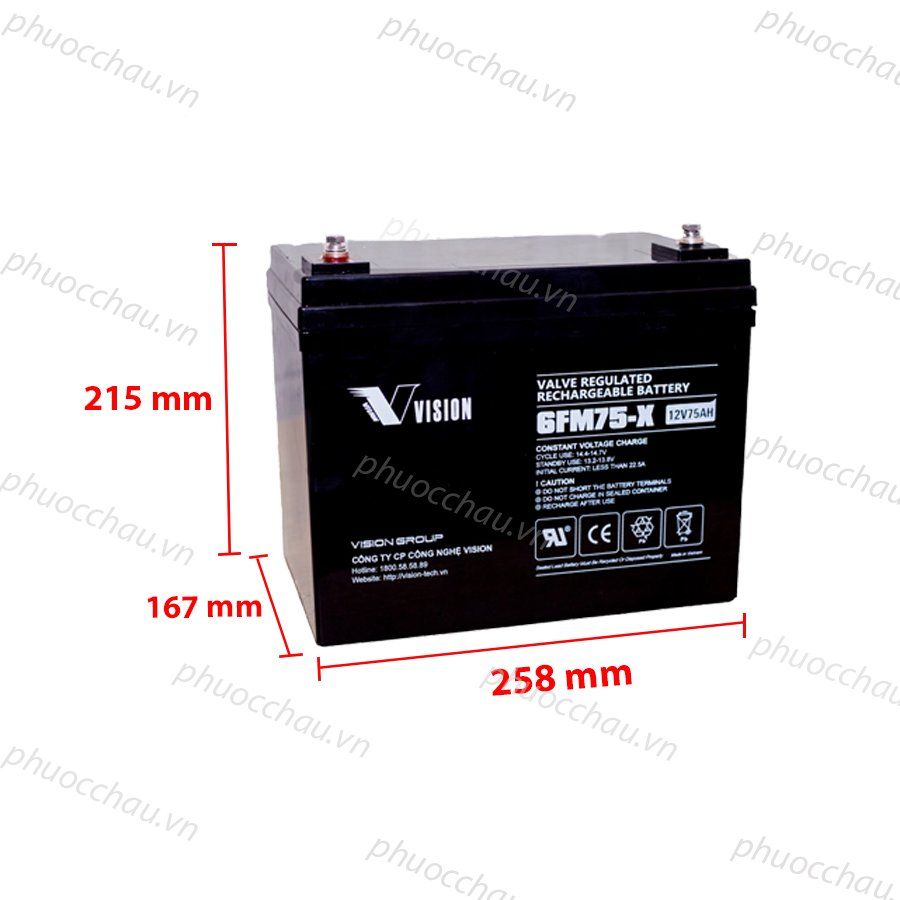 Ắc Quy VISION 6FM75-X (12V-75AH)