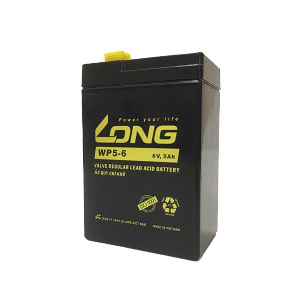 Ắc Quy LONG WP5-6 6V-5AH Bình ắc quy khô 6V cho xe điện trẻ em ,đèn khẩn cấp,quạt sạc