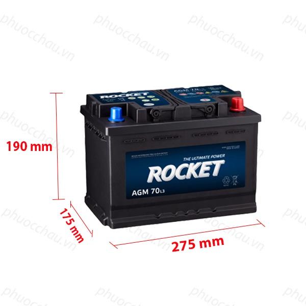 Ắc Quy ROCKET AGM 70 L3 (12V-70Ah)