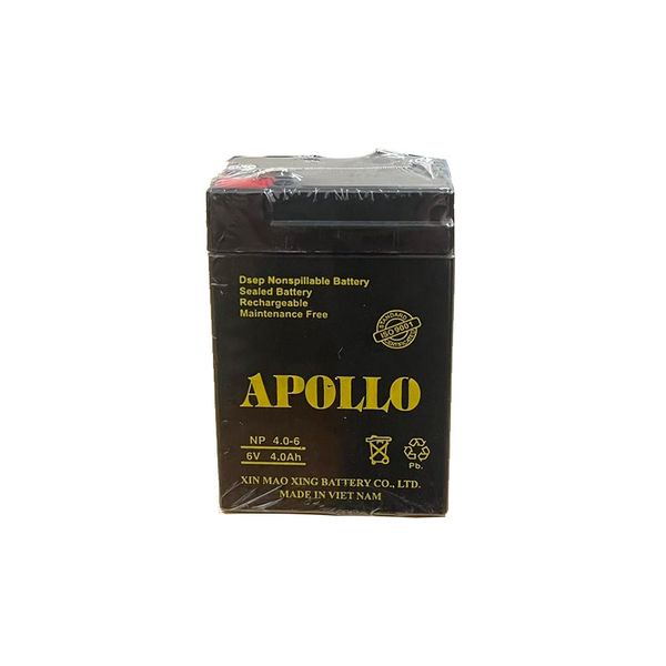 Ắc Quy Apollo NP4-6  6V-4AH, Bình ắc quy khô 6V cho xe điện trẻ em ,đèn khẩn cấp, quạt sạc