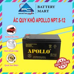 Ắc Quy Apollo NP7.5-12  12V-7.5AH, dùng cho xe điện trẻ em, UPS, loa kéo, hệ thống báo cháy...