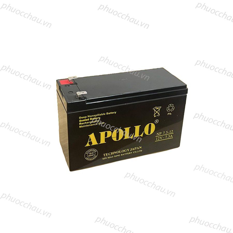 Ắc Quy Apollo NP7.5-12  12V-7.5AH, dùng cho xe điện trẻ em, UPS, loa kéo, hệ thống báo cháy...