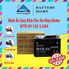 Bình Ắc Quy Khô WTZ5S 12V,4.2Ah / WTD4V 12V3.5Ah hiệu GLOBE Cho Xe WAVE RS100/ WAVE RS 110/ EXCITER 135/ AIRBLADE 110