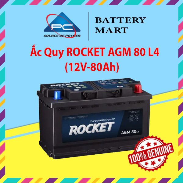 Ắc Quy ROCKET AGM 80 L4 (12V-80Ah)