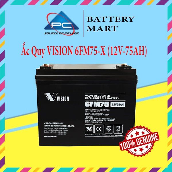 Ắc Quy VISION 6FM75-X (12V-75AH)