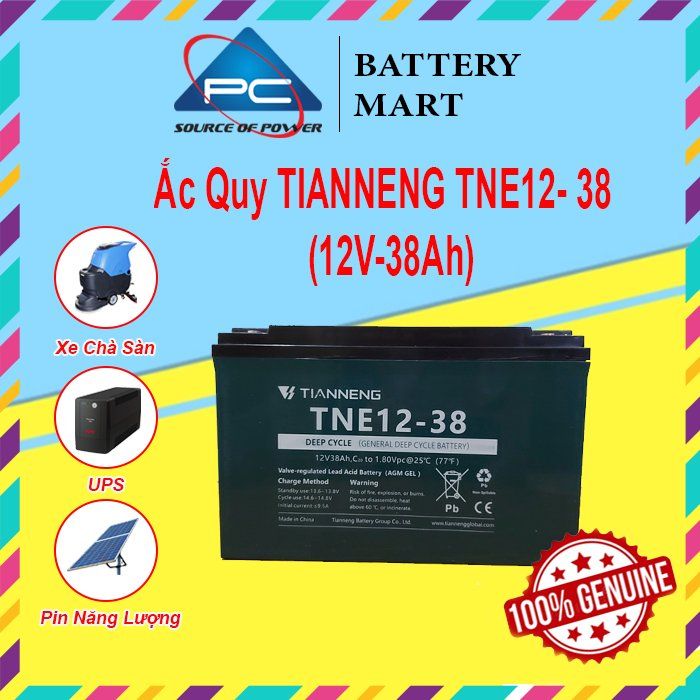 Ắc Quy Thiên Năng Tianneng TNE12-38 (12V - 38Ah),  ắc quy dùng cho Xe điện, UPS, Năng lượng mặt trời