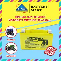 Ắc quy xe moto phân khối lớn MOTOBATT MBTZ10S 12V - 8.6AH, thương hiệu Hoa Kỳ, dùng cho xe HARLEY-DAVIDSON