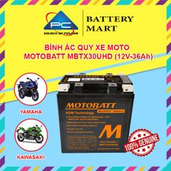 Ắc quy xe moto phân khối lớn MOTOBATT MBTX30UHD12V - 36AH, thương hiệu của Mỹ, dùng cho xe HARLEY-DAVIDSON