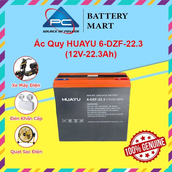 Ắc Quy HUAYU 6-DZF-22.3 12V-22.3AH, acquy dùng cho Xe Máy Điện, Loa Kéo, Năng Lượng Mặt Trời