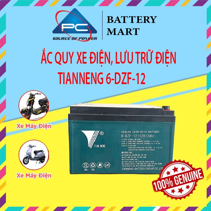 Ắc Quy Xe Máy Điện Thiên Năng TIANNENG 6-DZF-12 12V-12AH, acquy dùng cho Xe Điện