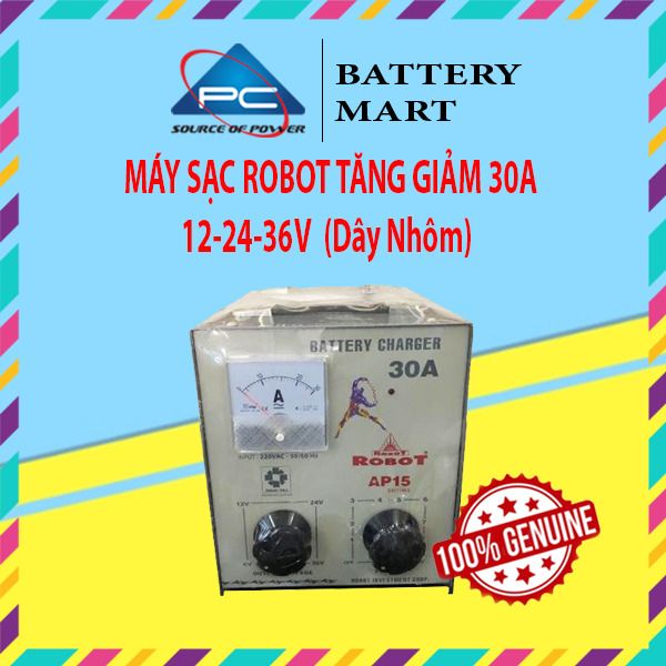 Máy sạc ắc quy robot tăng giảm 30A (12V-24V-36V, Dây Nhôm & Đồng)