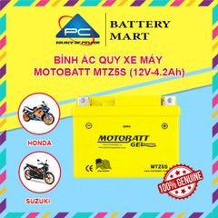 Ắc quy xe máy MOTOBATT MTZ5S 12V - 4.2AH, dùng cho xe Wave RS, Air Blade, Nozza, Sirius, Winner, Blade, Super cup