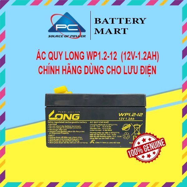 Ắc Quy LONG WP1.2-12  12V 1.2AH Chính Hãng Dùng Cho Lưu Điện Cửa Cuốn, Cân Điện Tử, UPS,...