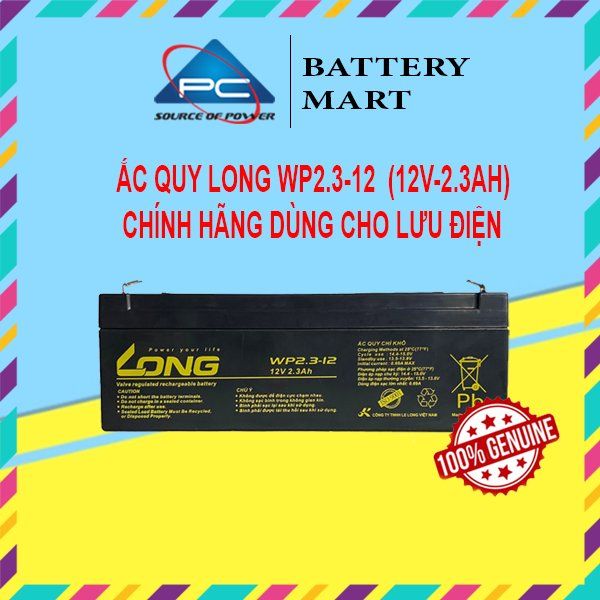 Ắc Quy LONG WP2.3-12  12V 2.3AH Chính Hãng Dùng Cho Lưu Điện Cửa Cuốn, Cân Điện Tử, UPS,...