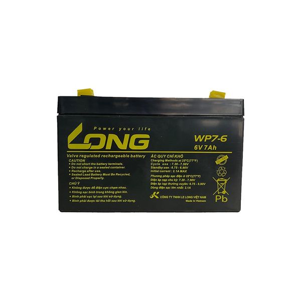 Ắc Quy LONG WP7-6  6V 7AH Chính Hãng Dùng Cho Lưu Điện Cửa Cuốn, Cân Điện Tử, UPS,...