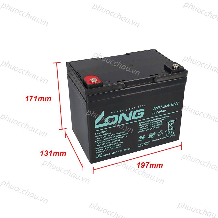 Ắc Quy LONG WPL34-12N (12V-34Ah)