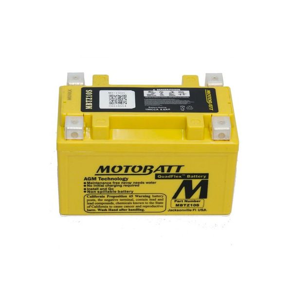 Ắc quy xe moto phân khối lớn MOTOBATT MBTZ10S 12V - 8.6AH, thương hiệu Hoa Kỳ, dùng cho xe HARLEY-DAVIDSON