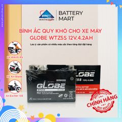 Bình Ắc Quy Khô WTZ5S 12V,4.2Ah / WTD4V 12V3.5Ah hiệu GLOBE Cho Xe WAVE RS100/ WAVE RS 110/ EXCITER 135/ AIRBLADE 110