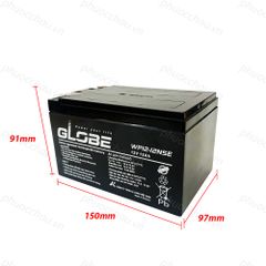 Bình Ắc Quy Khô Globe WP12-12 12V12AH, dùng cho loa kéo, bình phun thuốc, ups, xe đạp điện