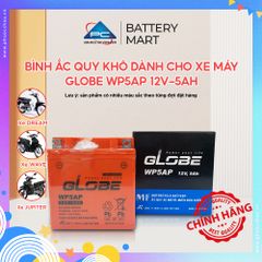 Ắc quy khô xe máy Globe WP5AP 12V-5AH Dream Wave anpha Future Sirius Jupiter Taurus Revo Viva Angel acquy