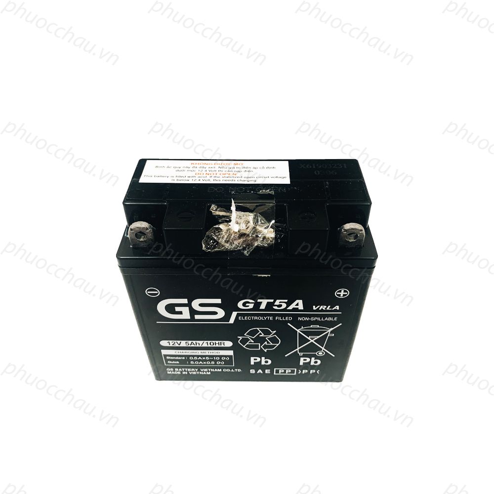 Bình ắc quy khô GS GT5A 12V-5Ah cho xe máy Dream, Wave, Future, Sirius, Jupiter, Taurus, Mio