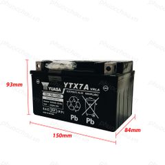 Bình Ắc Quy Khô GS YUASA YTX7A 12V7AH Attila Đời Đầu / Đời 2, Attila Victoria Đời Đầu 2004-2005 (12V-7Ah)