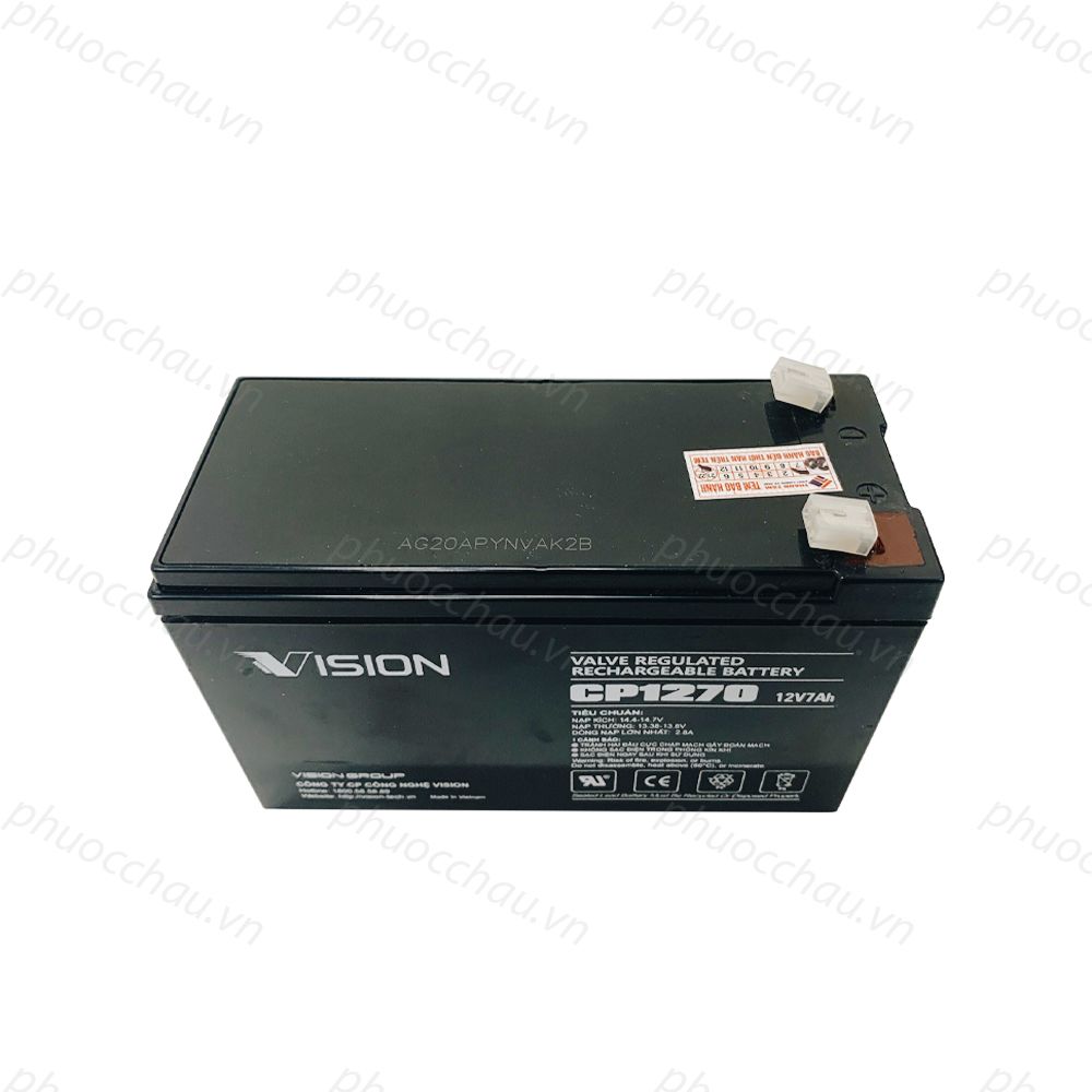 Ắc Quy Vision 12V-7Ah CP1270 - Chuyên Dùng Cho Nguồn Dự Phòng (UPS, Inverter,..)