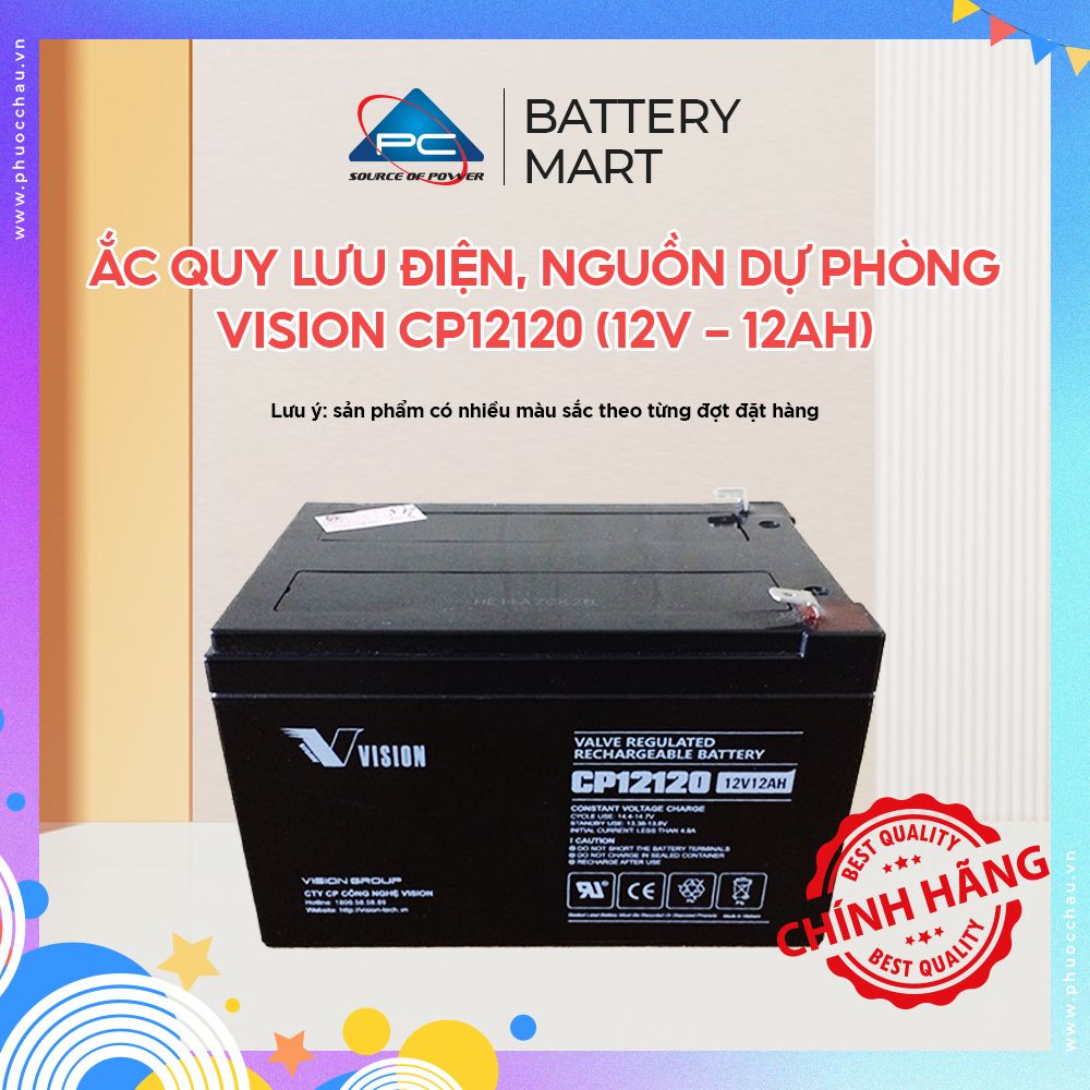 ẮC QUY LƯU ĐIỆN VISION CP12120 (12V - 12AH) Chuyên Dùng Cho Nguồn Dự Phòng (UPS, Inverter, ...)