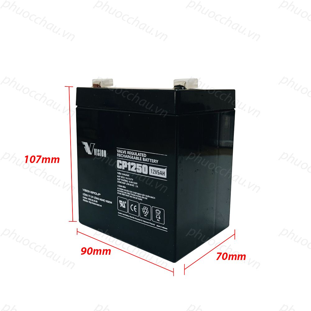 ẮC QUY VISION CP1250 (12V5AH), Chuyên Dùng Cho Nguồn Dự Phòng (UPS, Inverter, ...)