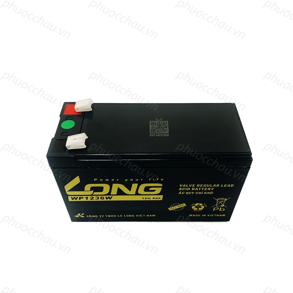 Bình ắc quy khô long 12v-9ah wp1236w dùng cho ups, lưu điện cửa cuốn, lưu điện máy tính, loa kéo