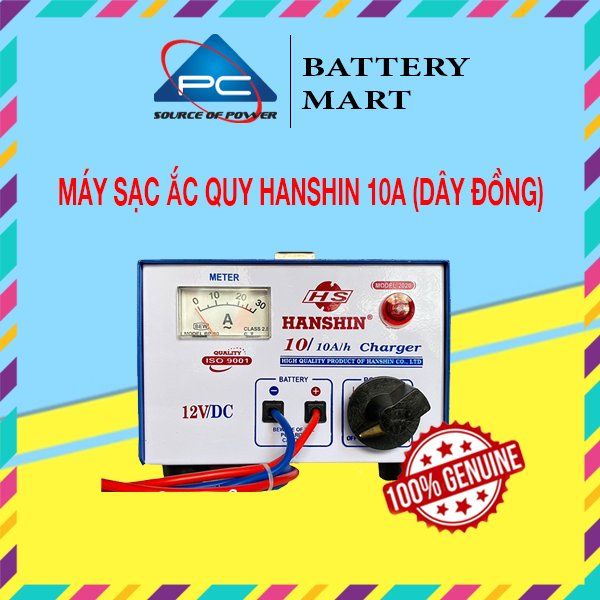 Máy Sạc Ắc Quy HanShin Tăng Giảm 10A (12V, Dây Đồng)