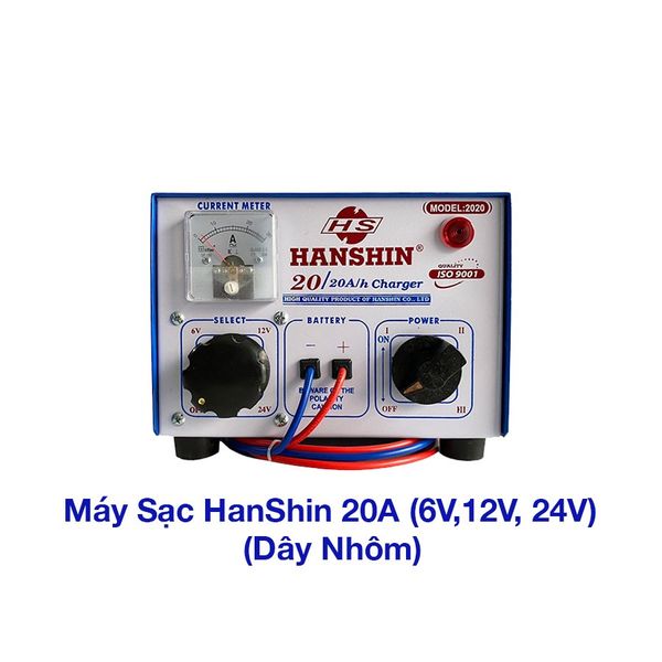 Máy Sạc Ắc Quy HanShin Tăng Giảm 20A (6V, 12V, 24V, Dây Nhôm & Dây Đồng)