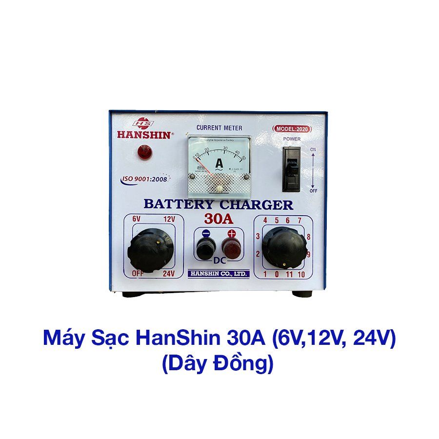 Máy Sạc Ắc Quy HanShin Tăng Giảm 30A (6V, 12V, 24V, Dây Nhôm & Dây Đồng)