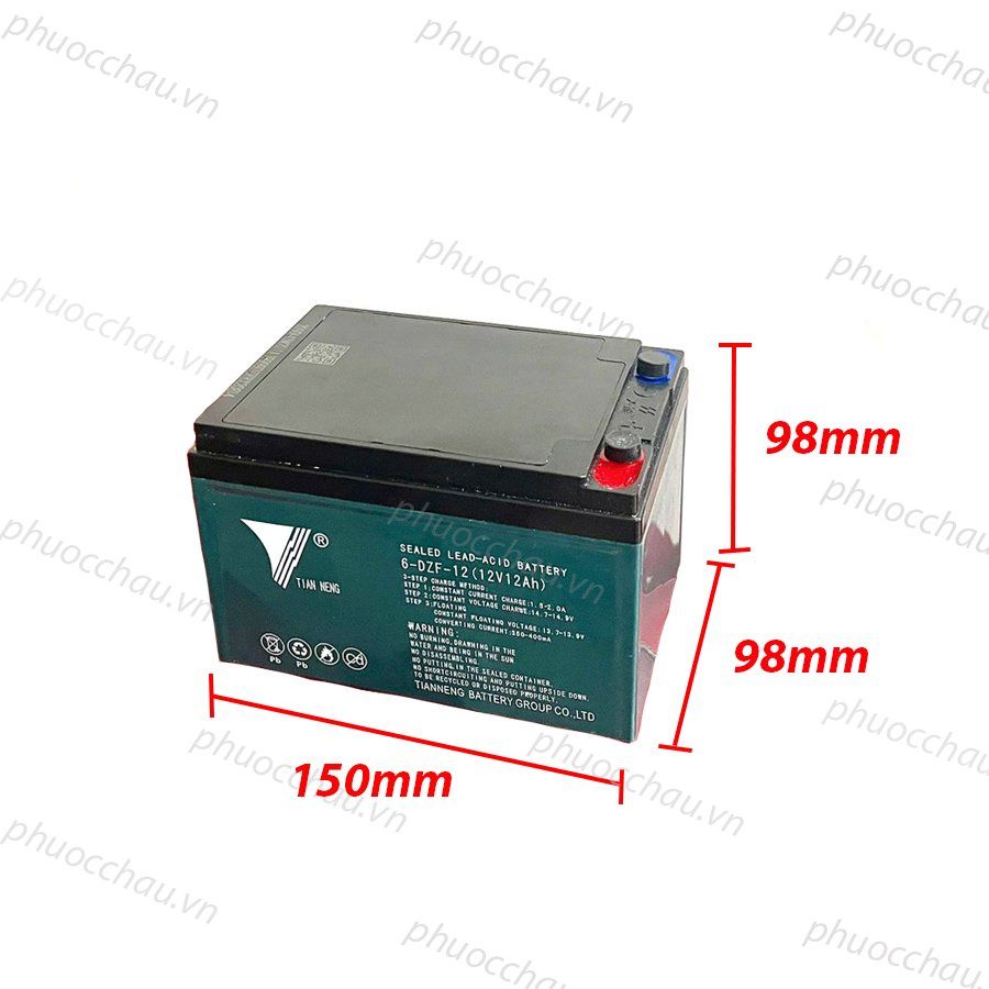 Ắc Quy Xe Máy Điện Thiên Năng TIANNENG 6-DZF-12 12V-12AH, acquy dùng cho Xe Điện