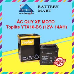 Ắc quy xe moto Toplite YTX16-BS 12V - 14AH, dùng cho Harley Davidson, Ducati, Honda, BMW, Piaggio, Kawasaki,...