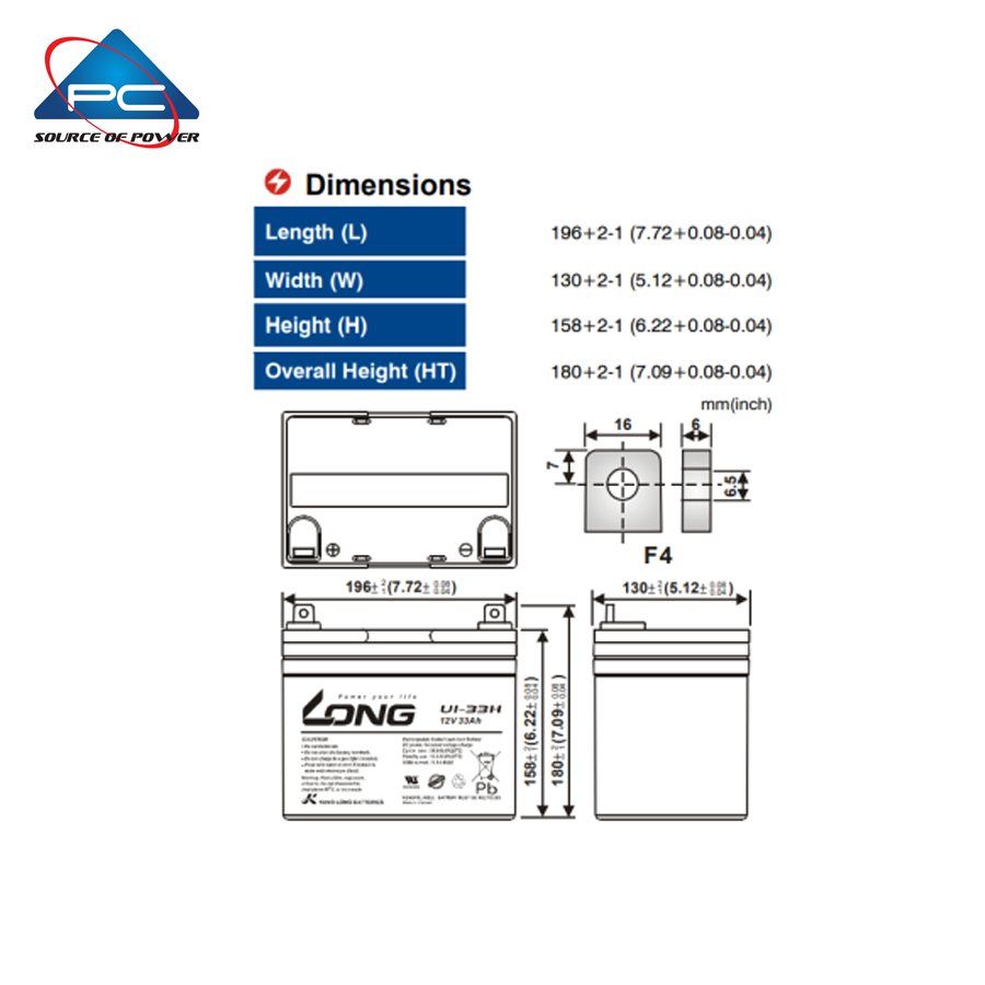 Ắc Quy LONG U1-33HN (12V-33AH)