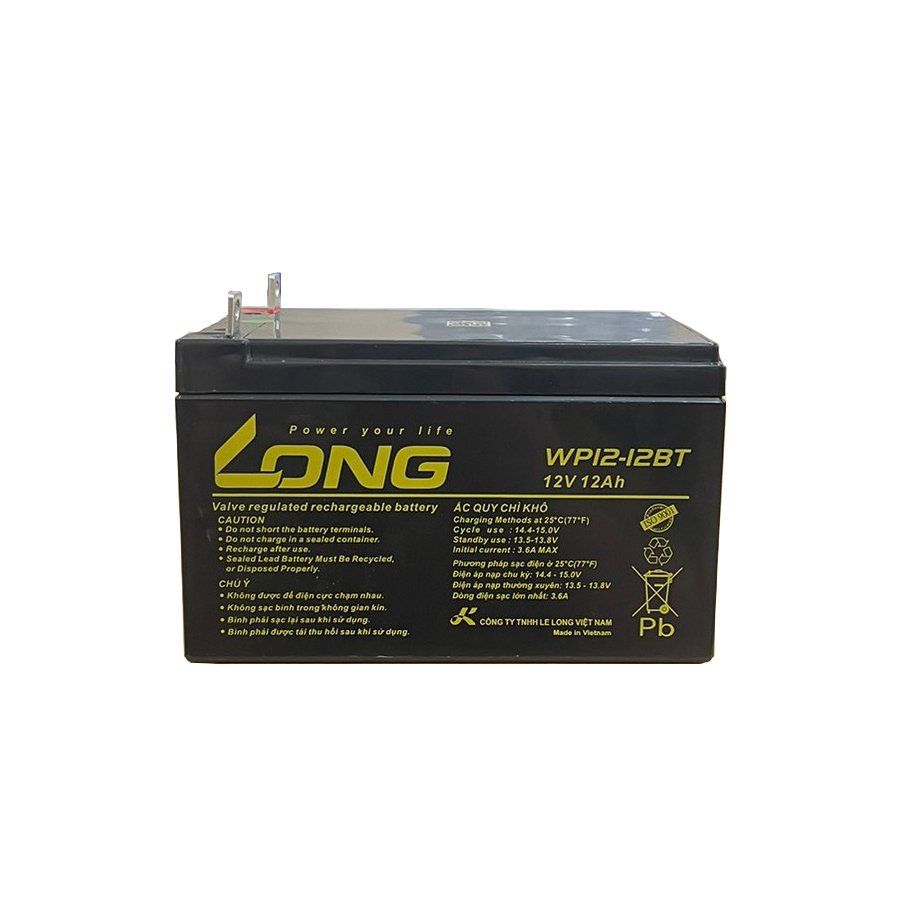 Bình Ắc Quy Khô Long WP12-12A/ WP12-12BT   12V-12Ah dùng cho ups, lưu điện cửa cuốn, lưu điện máy tính, loa kéo