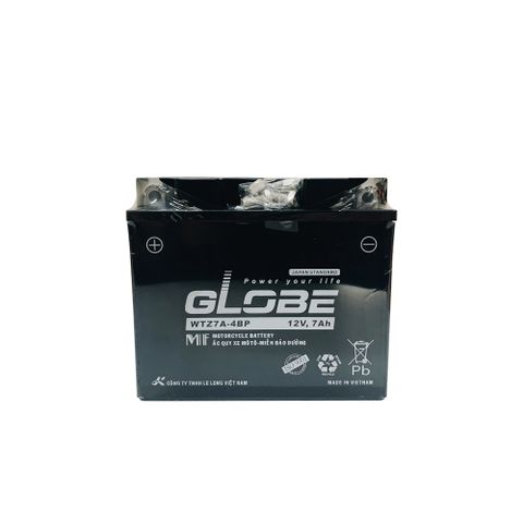 Ắc Quy Khô GLOBE WTZ7A-4BP 12V-7AH | Bình ắc quy dành cho xe máy Yamaha Nouvo I, II, III đời cũ