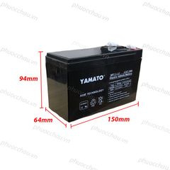 Bình Ắc Quy Khô YAMATO NP7.5-12 12V - 7.5AH Cho Xe Đạp Điện, UPS, Loa Kéo, Bình Phun Thuốc Sâu, Cửa Cuốn