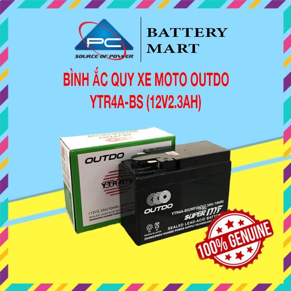 Ắc Quy OUTDO YTR4A-BS (12V-2.3AH) cho xe Honda CL 50, ắc quy cho xe máy nội địa nhật