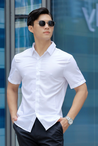 ÁO SƠ MI NAM TAY NGẮN TRƠN LT003844