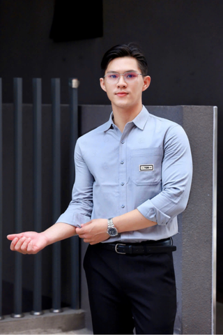 ÁO SƠ MI NAM TAY DÀI XANH DN002015