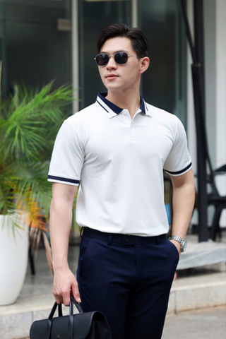 ÁO THUN POLO TRẮNG PHỐI CỔ VH003729