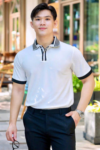 ÁO THUN POLO PHỐI CỔ TRẮNG VH003872