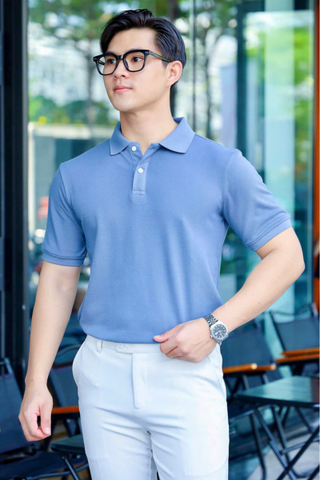 ÁO THUN POLO XANH TRƠN VH003678