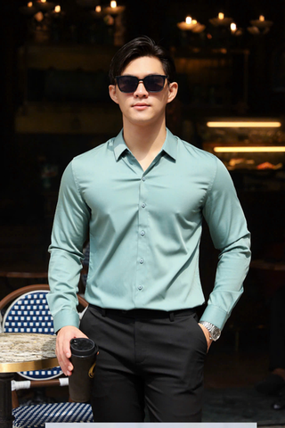 ÁO SƠ MI NAM TAY DÀI MÀU XANH ĐẬU