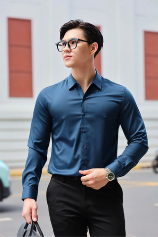 ÁO SƠ MI NAM TAY DÀI MÀU XANH LÝ