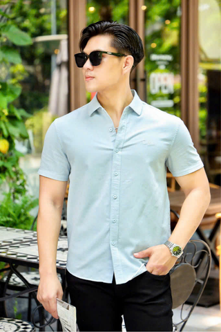 ÁO SƠ MI NAM TAY NGẮN XANH T003529
