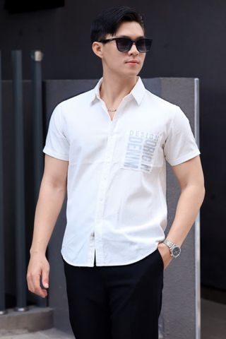 ÁO SƠ MI NAM TAY NGẮN TRẮNG AT003897